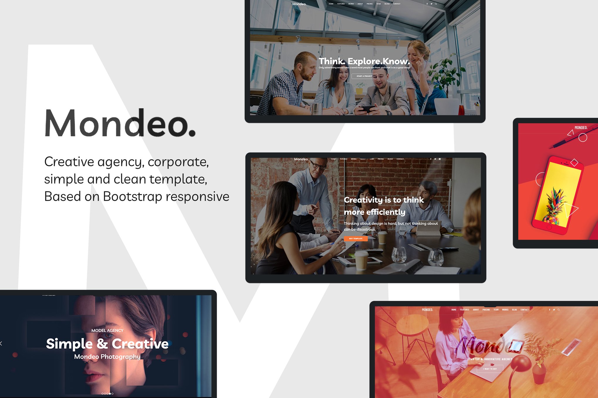 Imagen de portada de Mondeo - One Page Creative Marketing HTML Template (plantilla web)