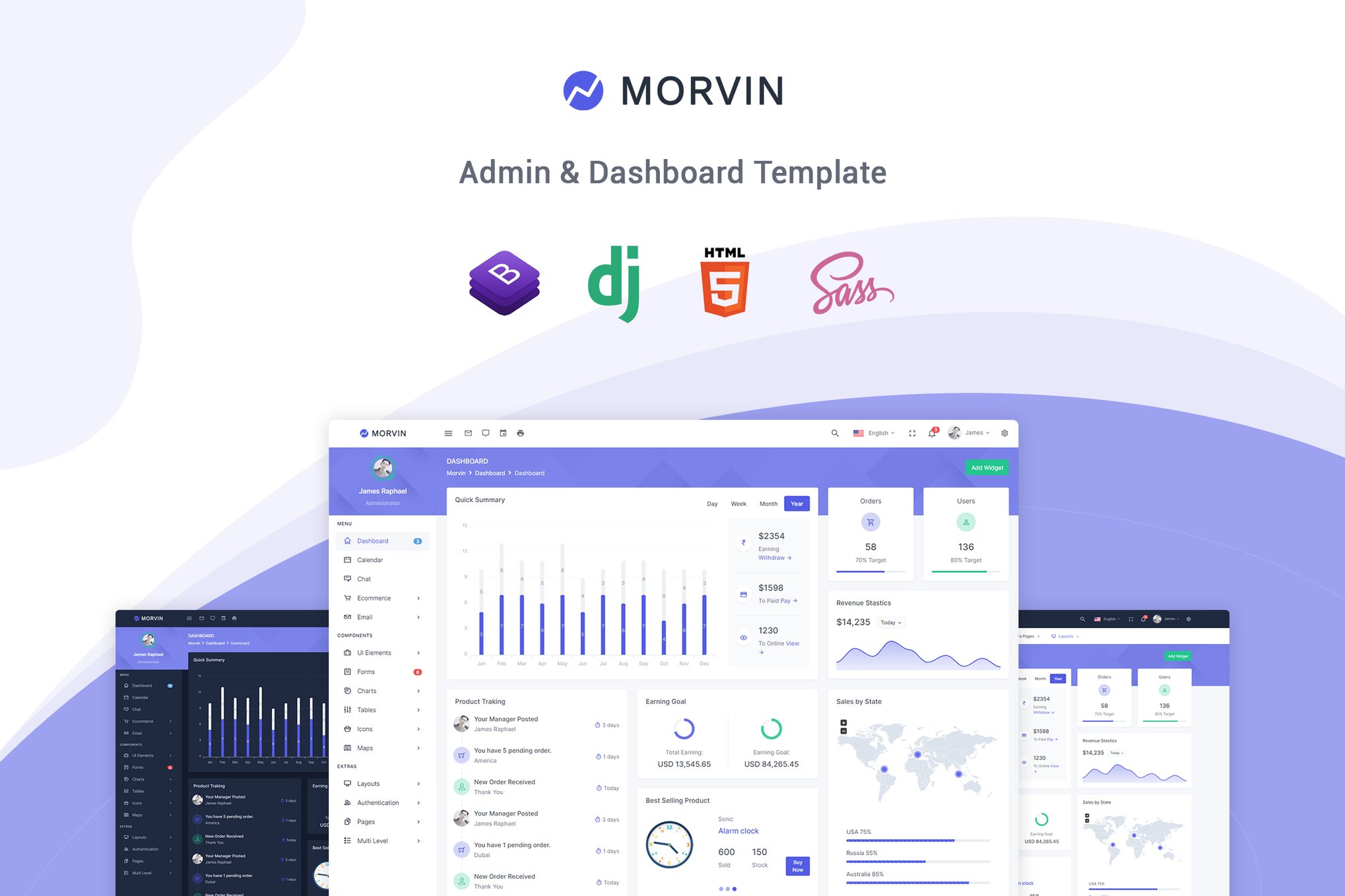 Imagen de portada de Morvin - Django Admin & Dashboard Template (plantilla web)