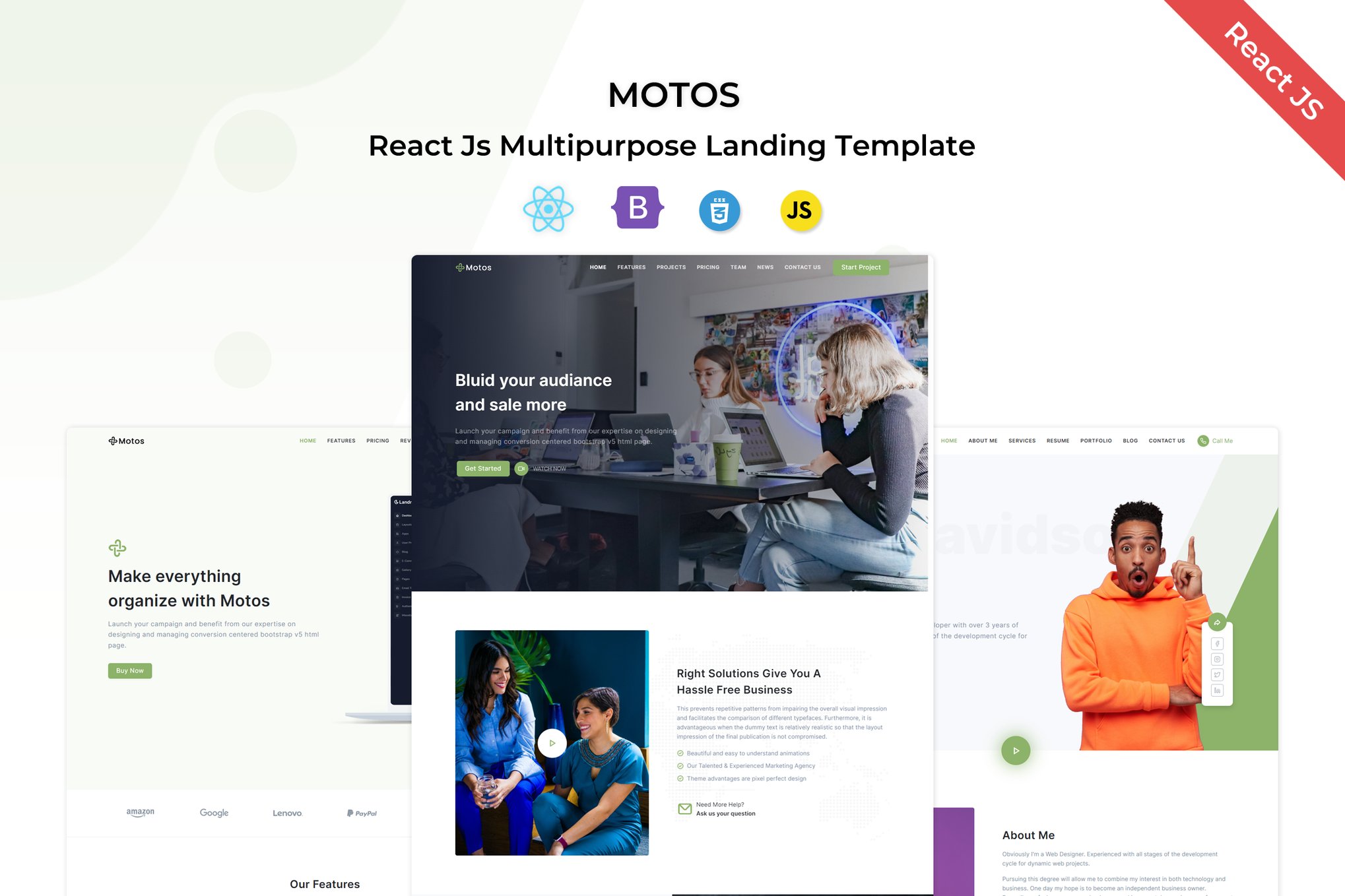 Imagen de portada de Motos - React Landing Template (plantilla web)