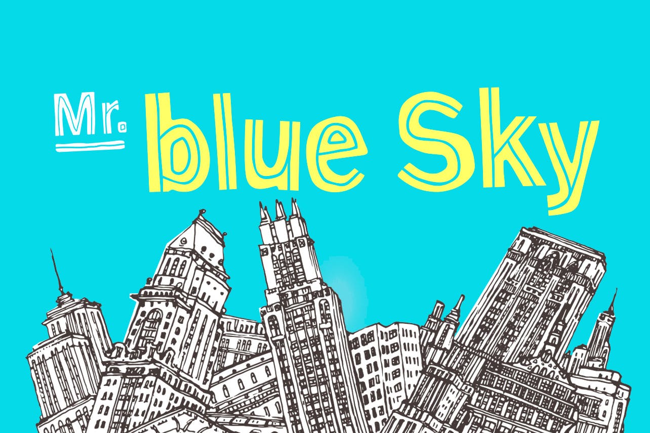 Imagen de portada de Mr Blue Sky Font (fuente)