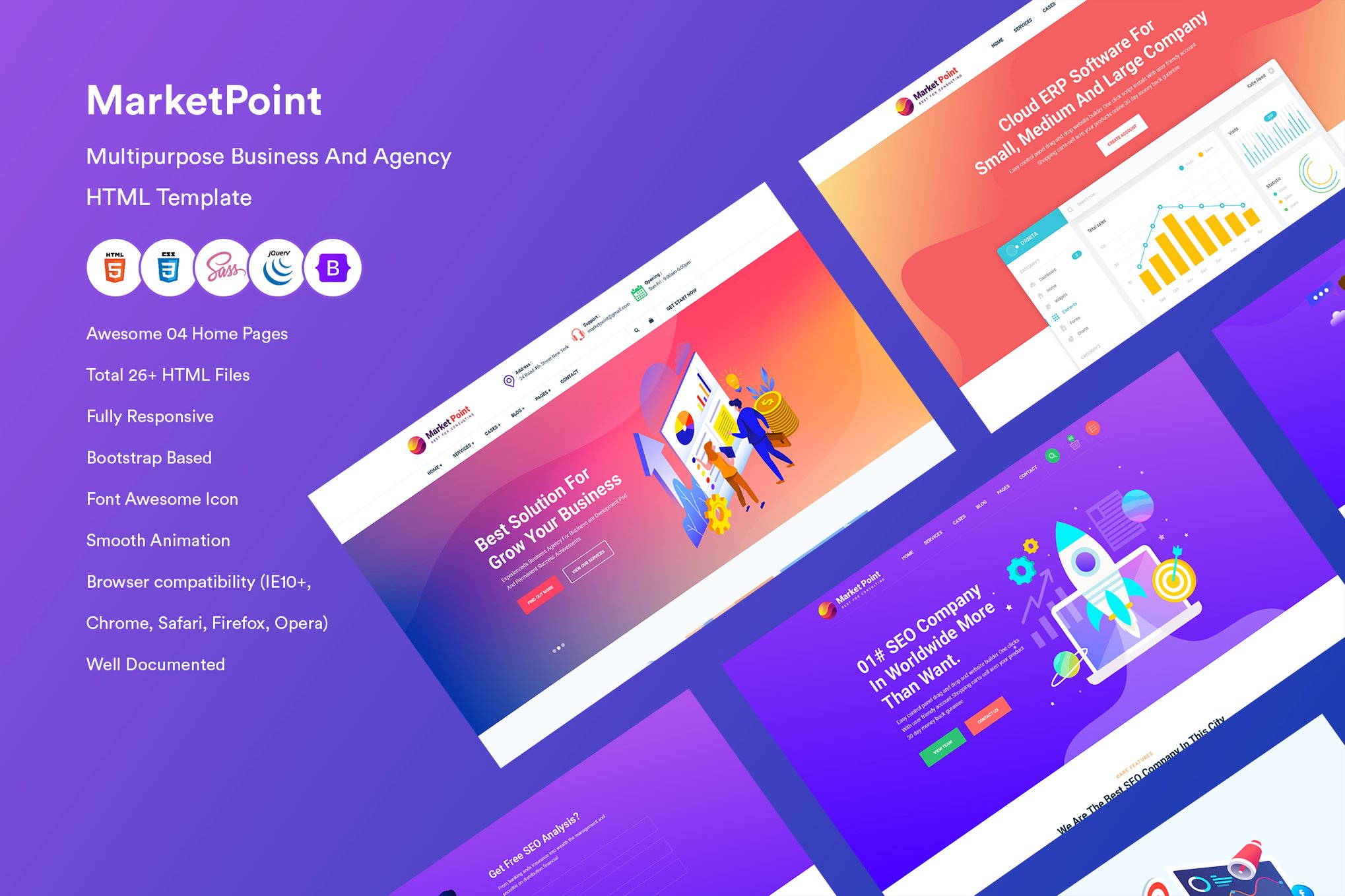 Imagen de portada de Multipurpose Business And Agency HTML Template (plantilla web)
