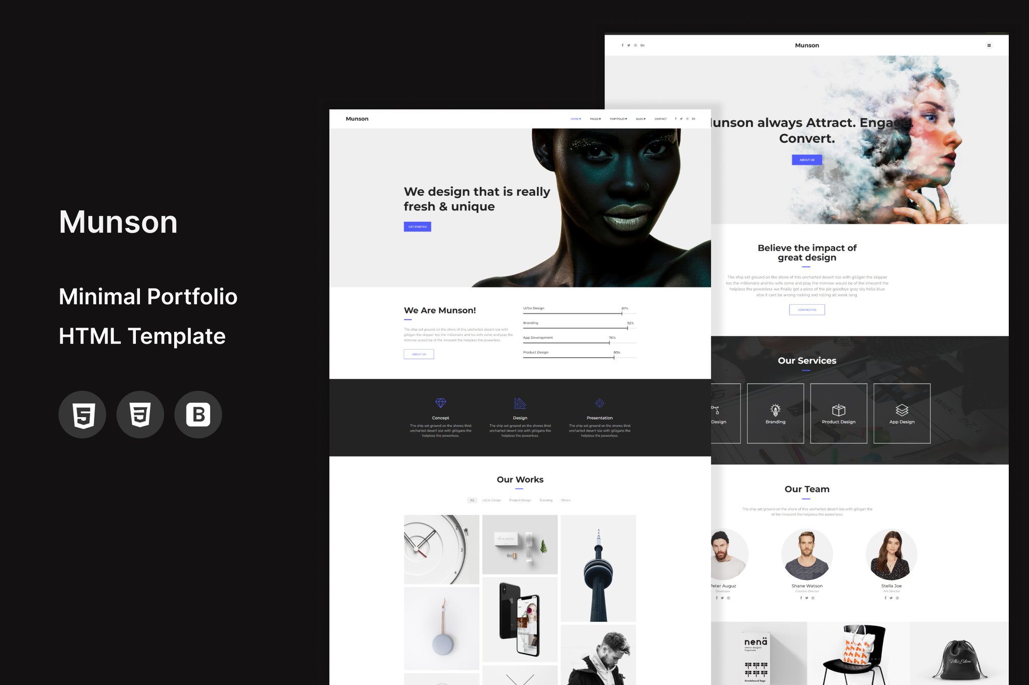 Imagen de portada de Munson - Minimal Portfolio Template (plantilla web)