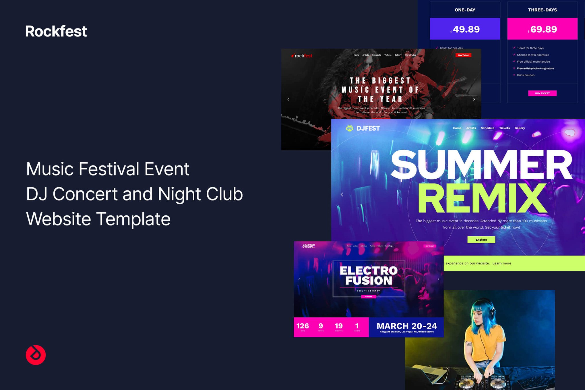 Imagen de portada de Music Event and Night Club Web Template - Rockfest (plantilla web)