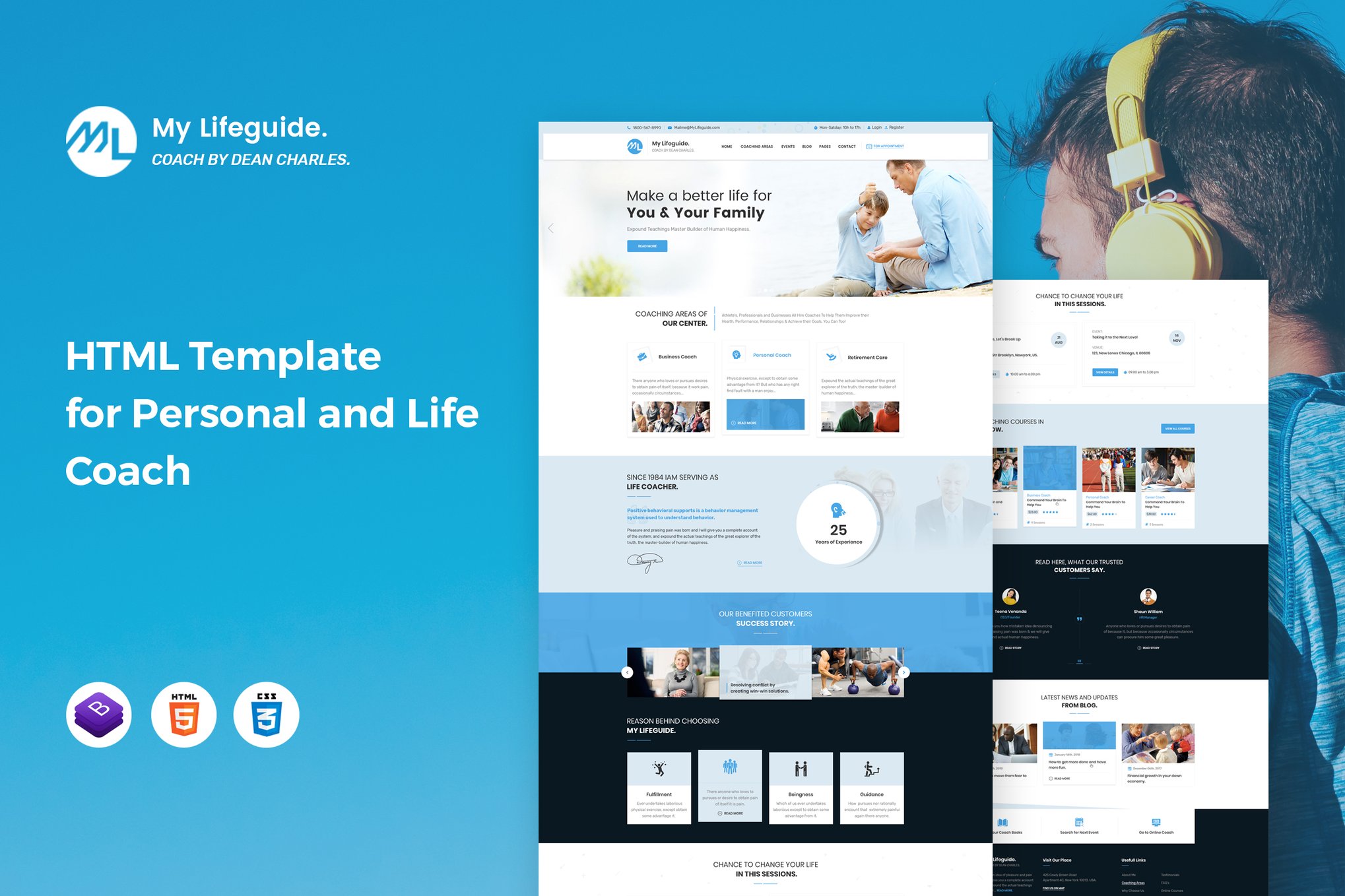 Imagen de portada de My LifeGuide - Personal and Life Coach template (plantilla web)