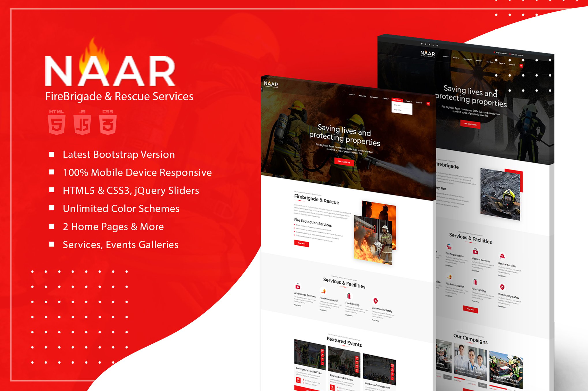Imagen de portada de Naar - Fire Brigade Responsive HTML Template (plantilla web)