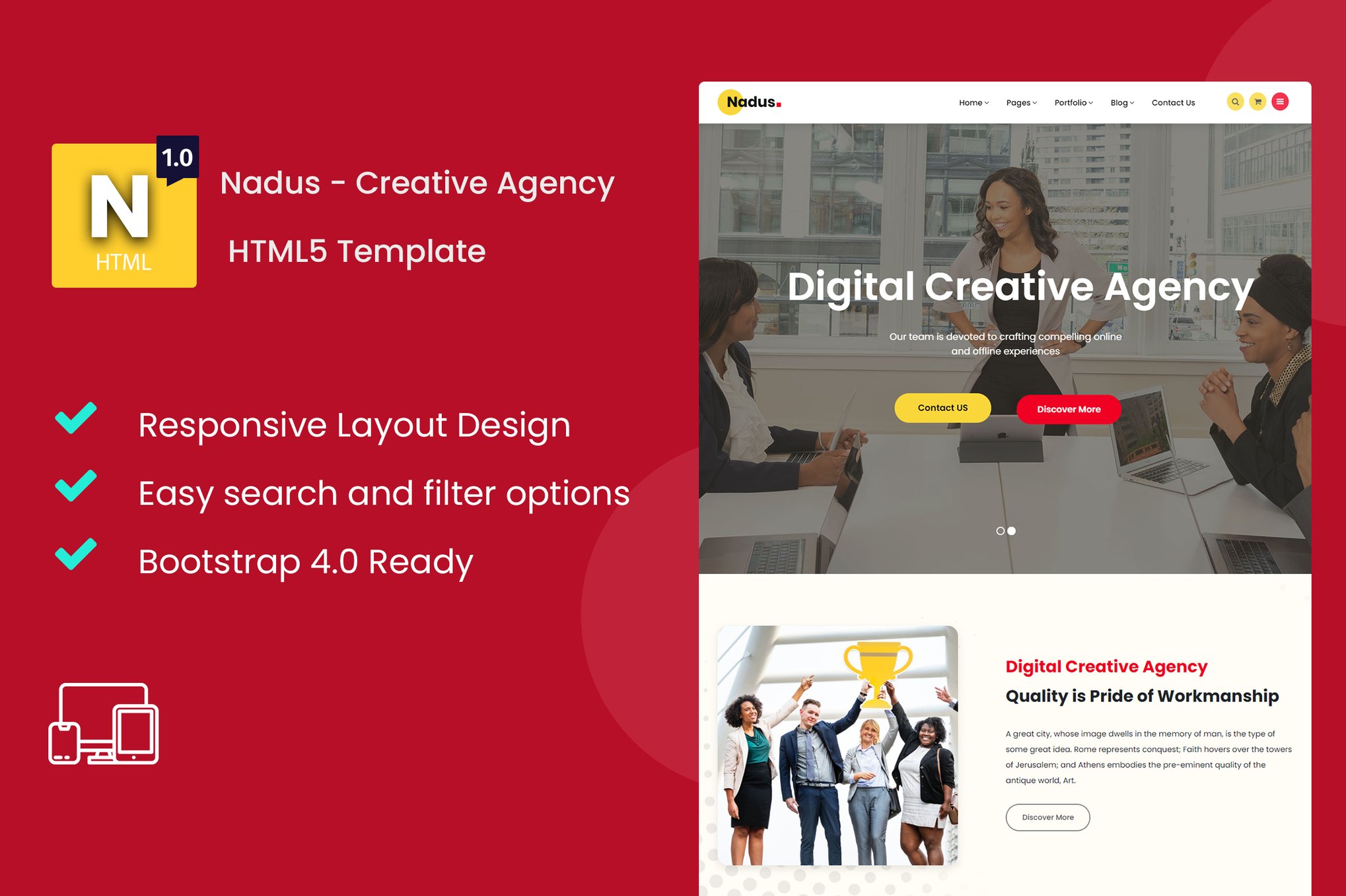 Imagen de portada de Nadus - Creative Agency HTML5 Template (plantilla web)