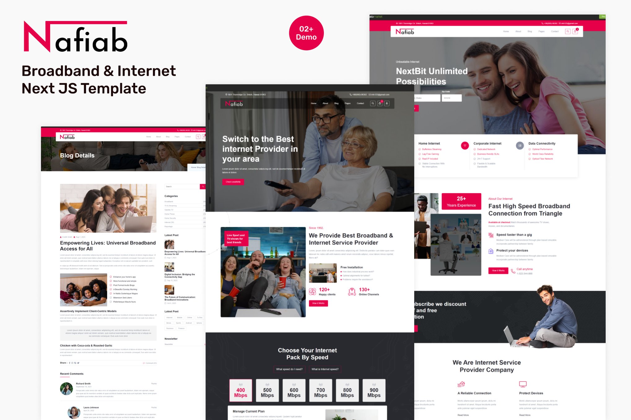 Imagen de portada de Nafiab – Broadband & Internet Next JS Template (plantilla web)