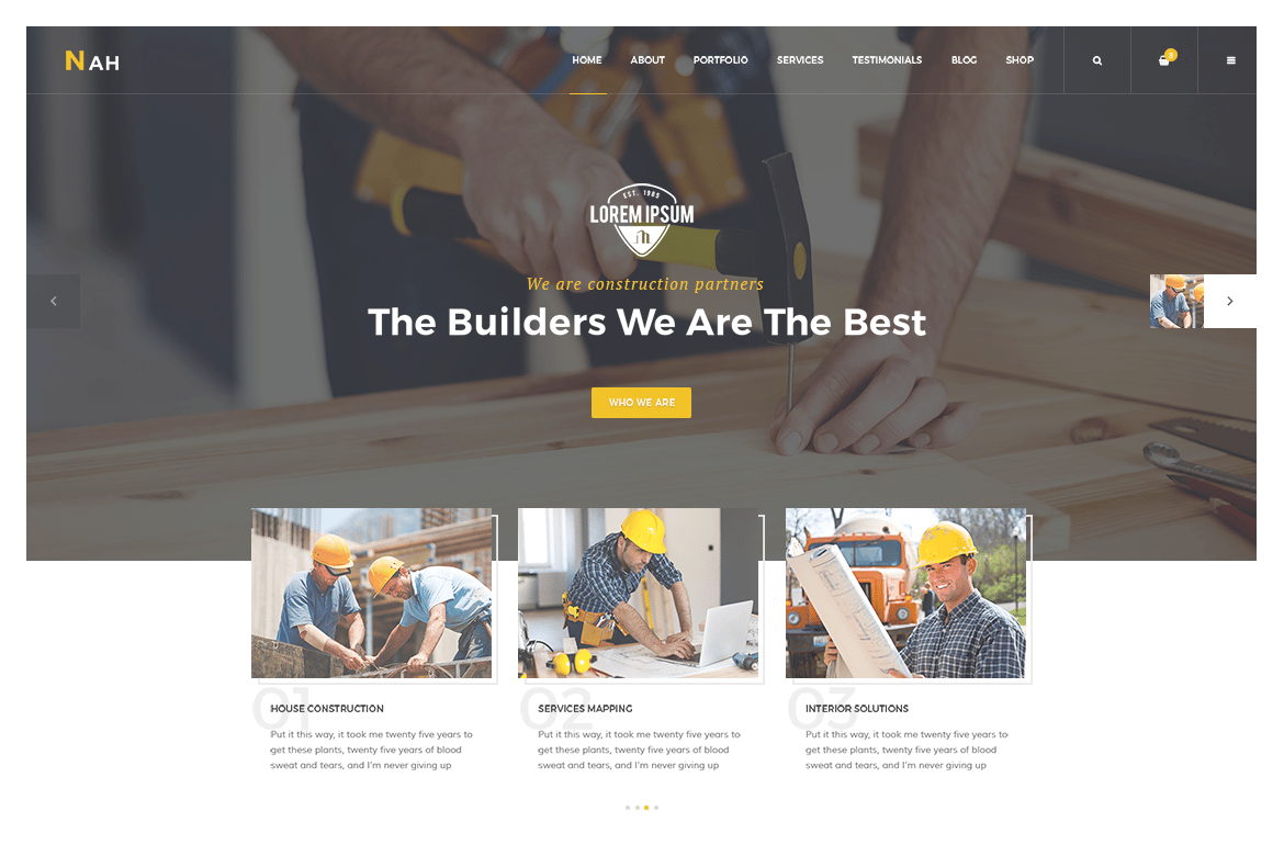 Imagen de portada de Nah Multipurpose Construction responsive HTML5 Tem (plantilla web)
