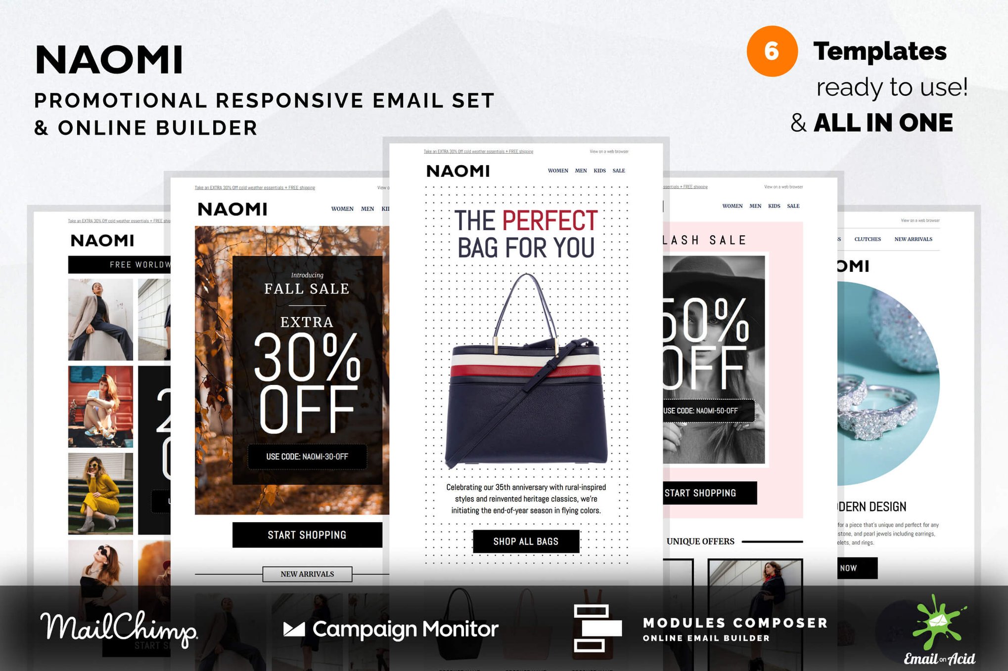 Imagen de portada de Naomi - Promotional Email Templates Set (plantilla web)