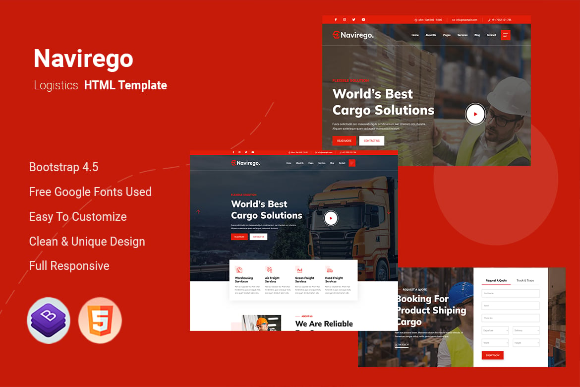 Imagen de portada de Navirego - Logistics HTML Template (plantilla web)