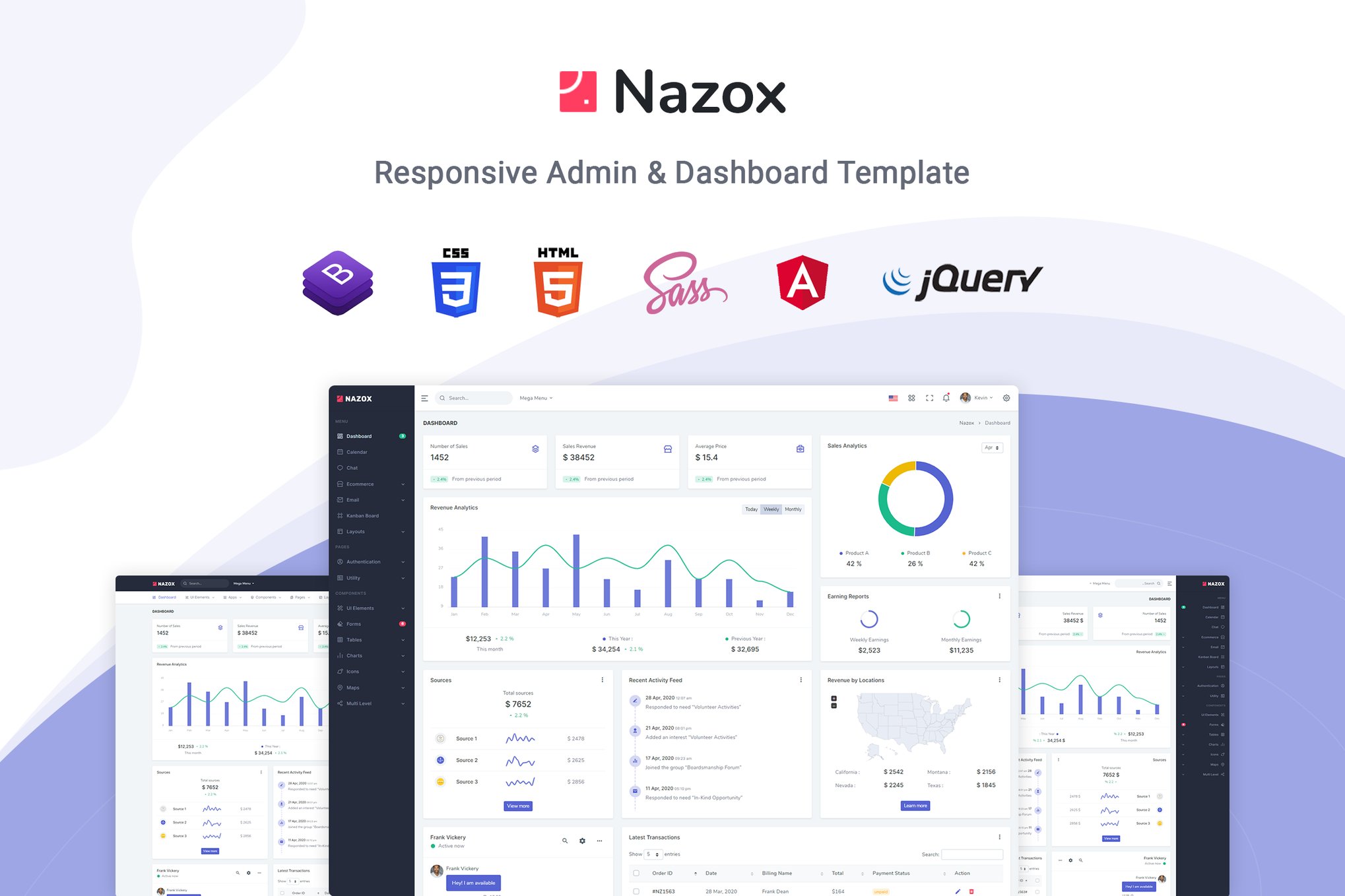 Imagen de portada de Nazox - Angular 10 Admin & Dashboard Template (plantilla web)