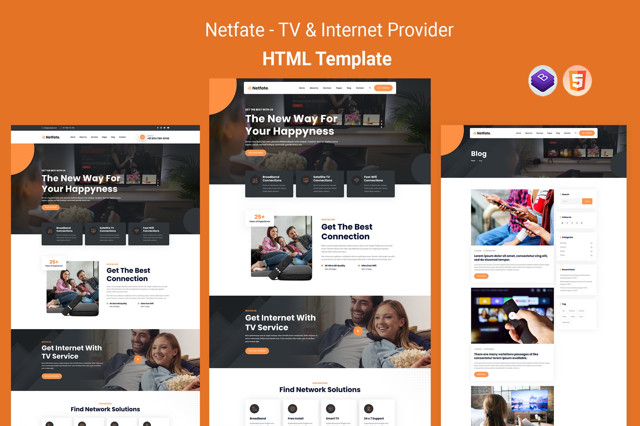 Imagen de portada de Netfate - TV & Internet Provider HTML Template (plantilla web)