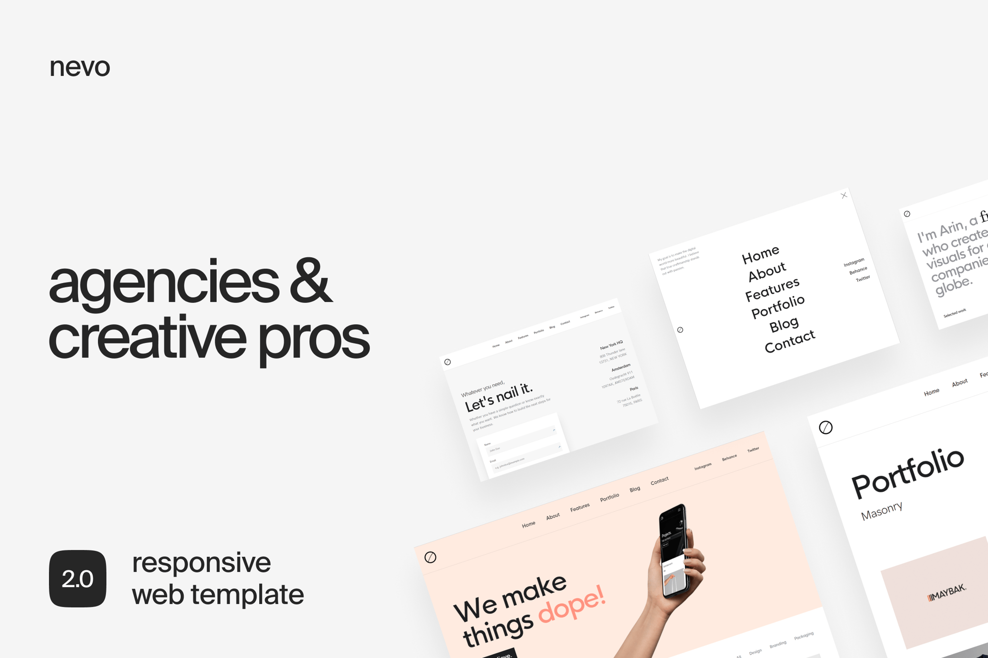 Imagen de portada de Nevo | Agency & Creatives Template (plantilla web)