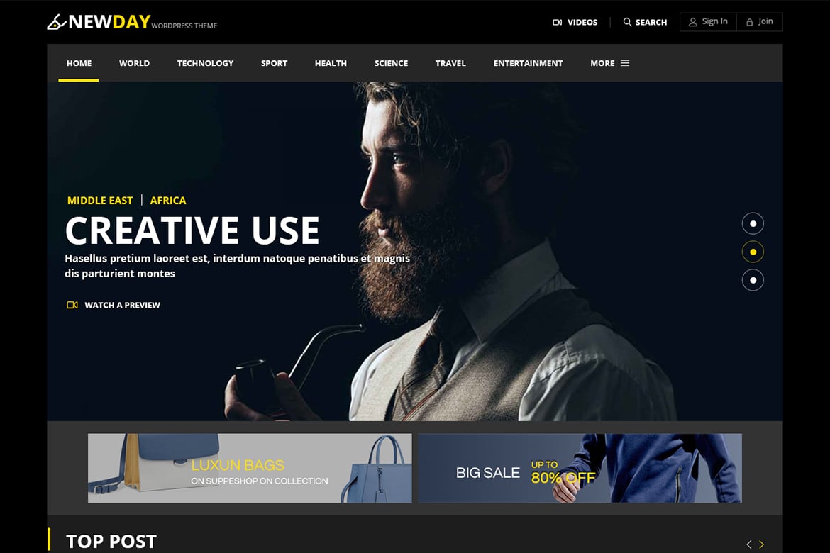 Imagen de portada de Newday - Magazine Responsive Html Template (plantilla web)