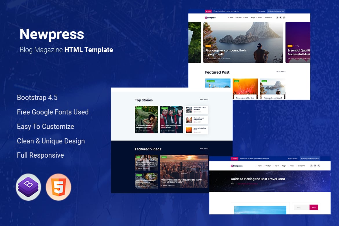 Imagen de portada de Newpress - Blog Magazine HTML Template (plantilla web)