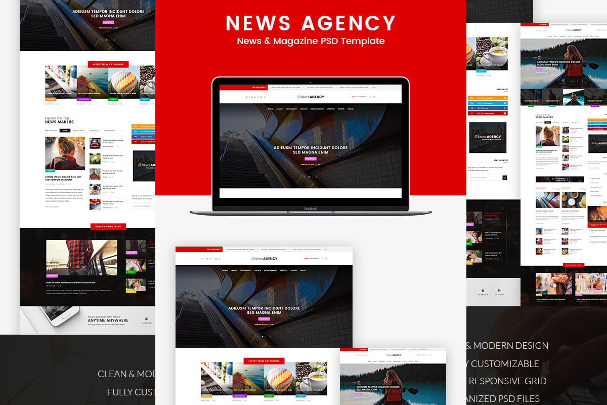 Imagen de portada de News Agency - News Magazine Newspaper HTML (plantilla web)