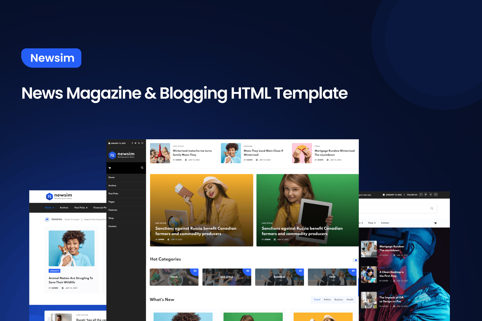 Imagen de portada de Newsim - News Magazine & Blogging HTML Template (plantilla web)