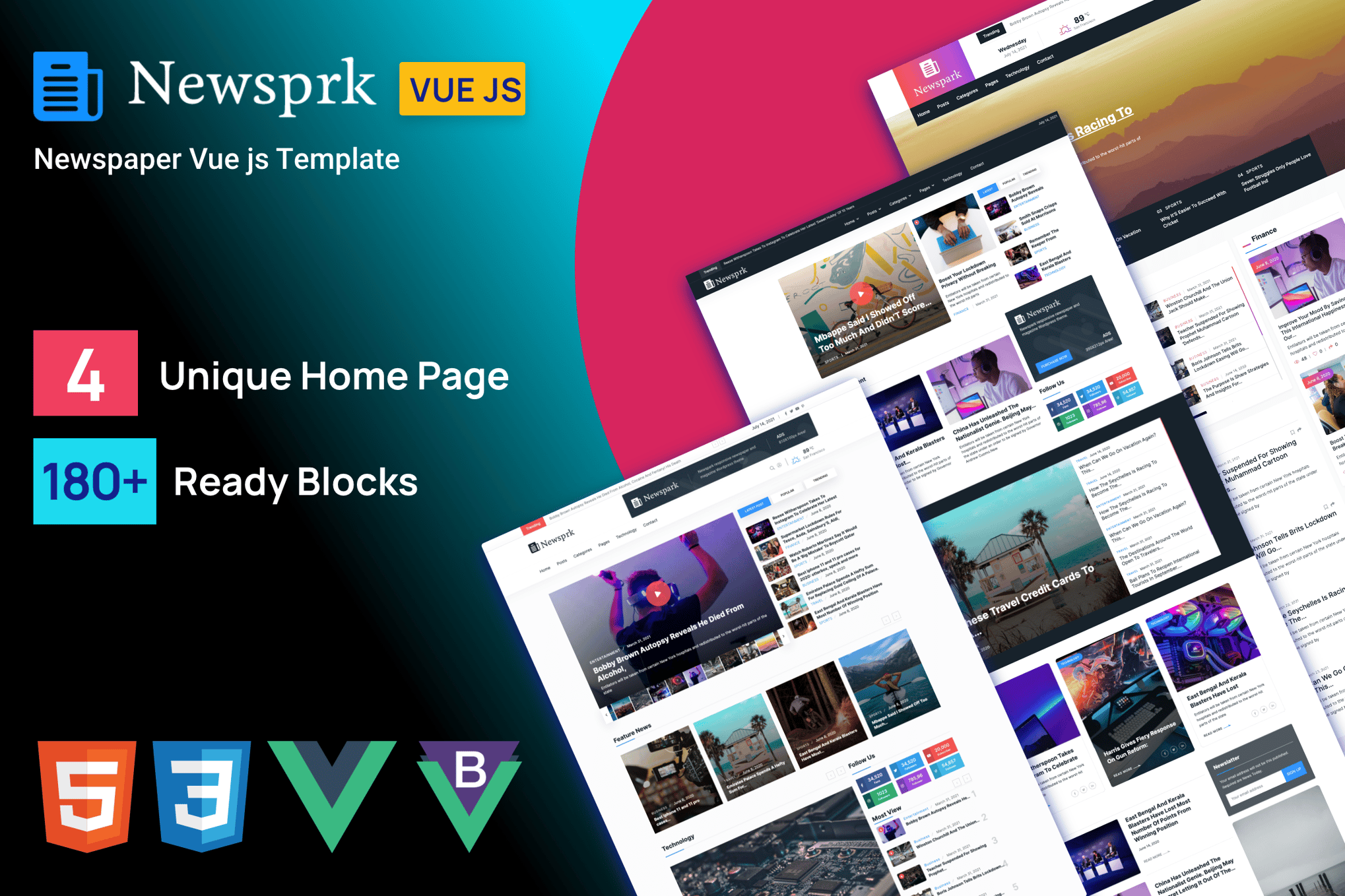 Imagen de portada de Newsprk News Blog Template (plantilla web)