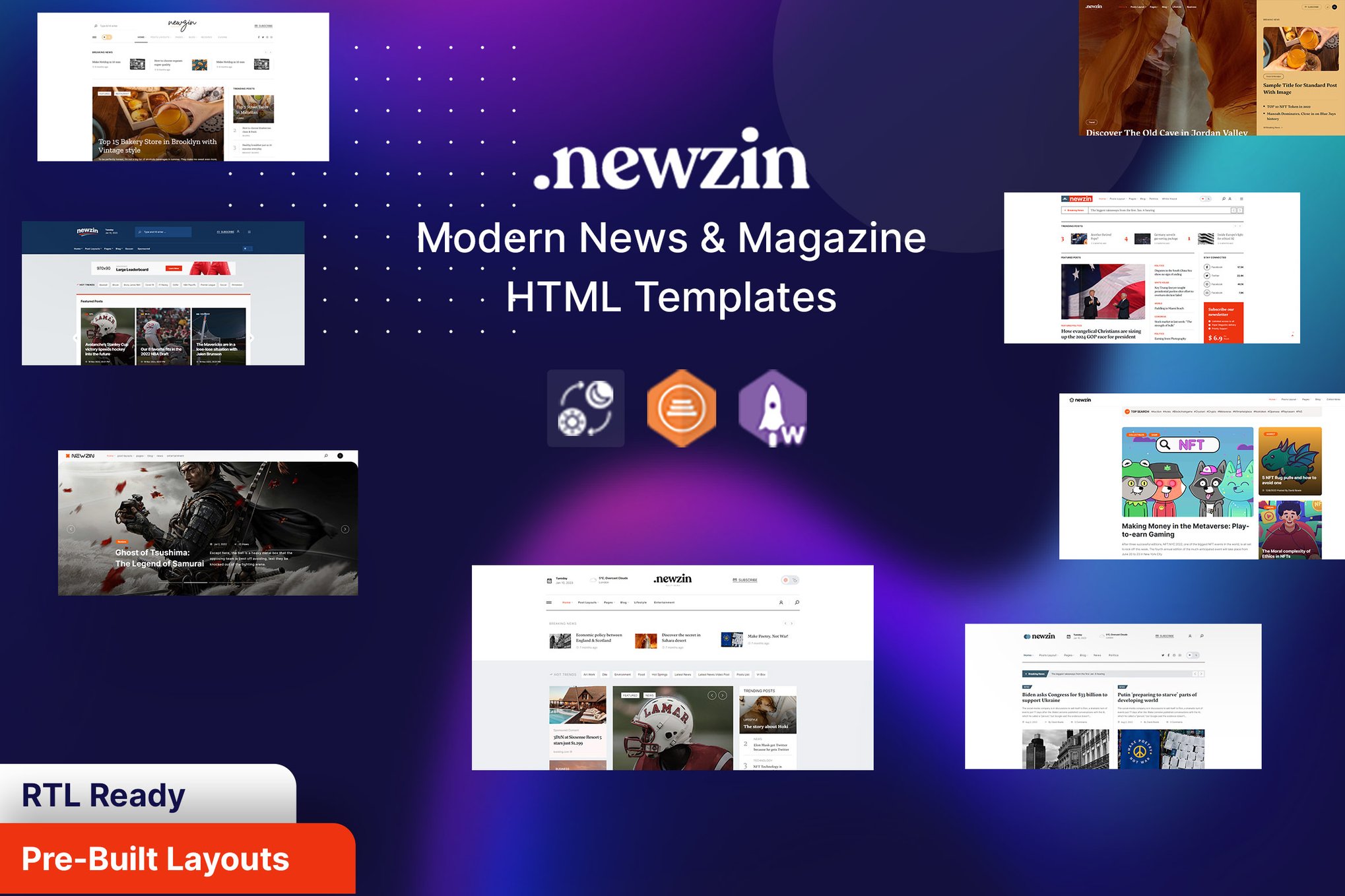 Imagen de portada de Newzin - Magazine & Newspaper HTML Template (plantilla web)