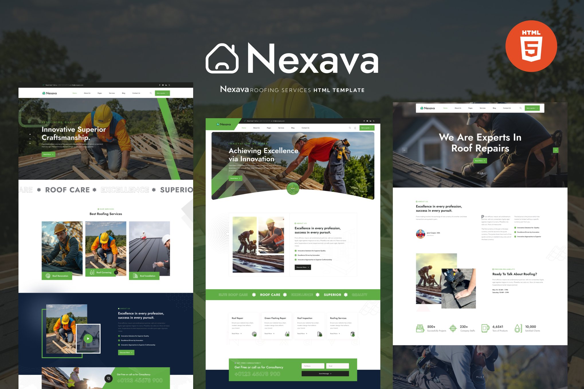 Imagen de portada de Nexava - Roofing Services HTML Template (plantilla web)