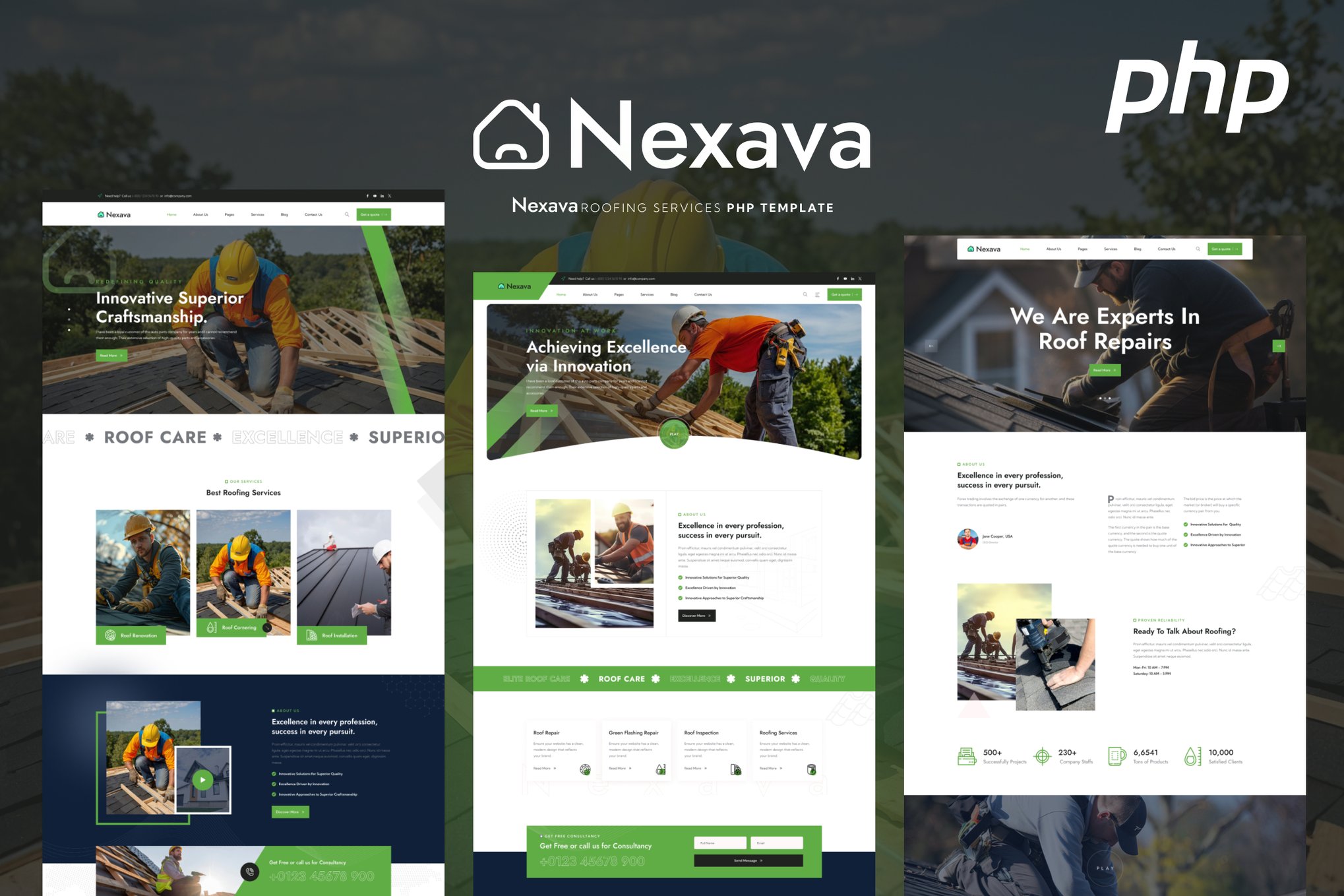 Imagen de portada de Nexava - Roofing Services PHP Template (plantilla web)