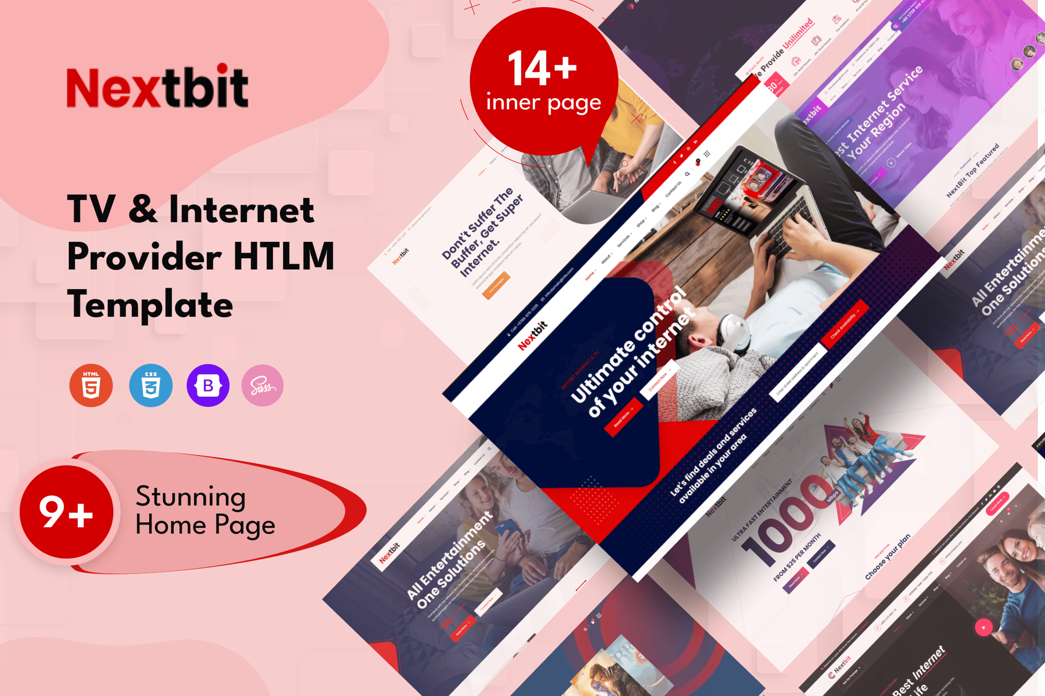 Imagen de portada de NextBit - TV & Internet Provider Template (plantilla web)