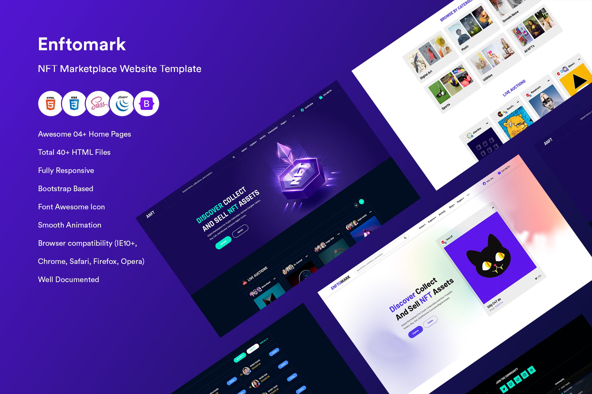 Imagen de portada de NFT Marketplace Website template (plantilla web)