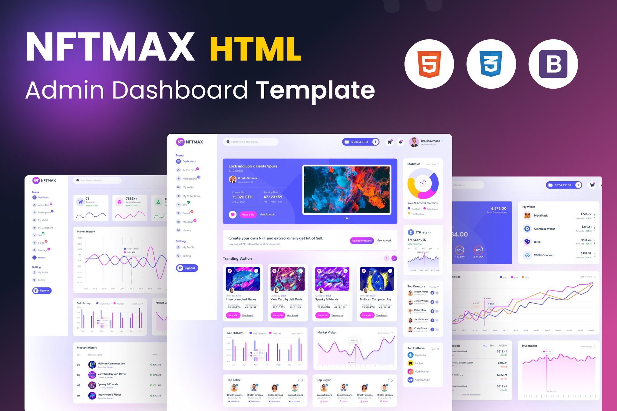 Imagen de portada de NFTMAX - Bootstrap 5 Admin Templates (plantilla web)
