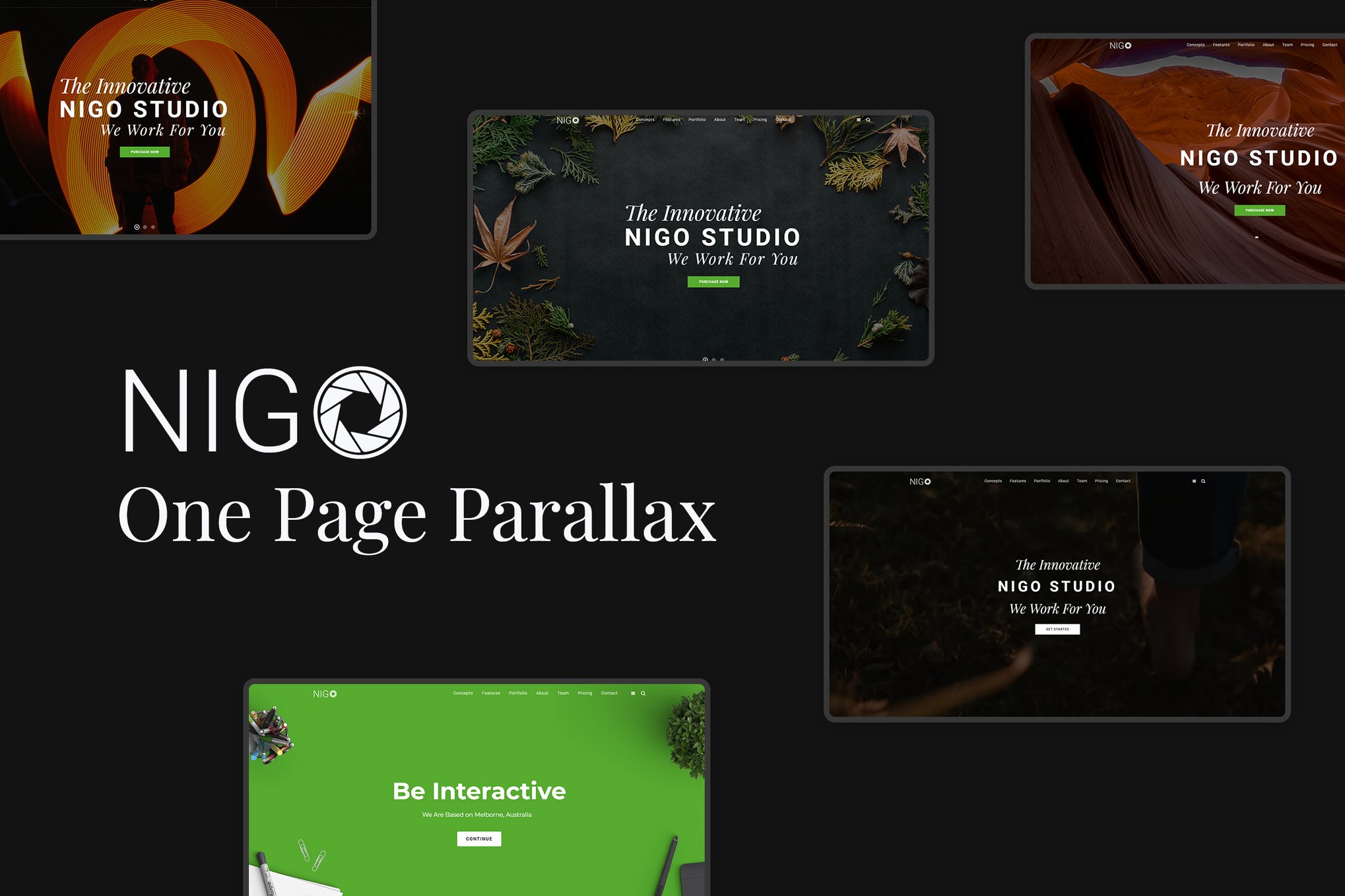 Imagen de portada de Nigo - Creative Parallax One Page HTML Template (plantilla web)