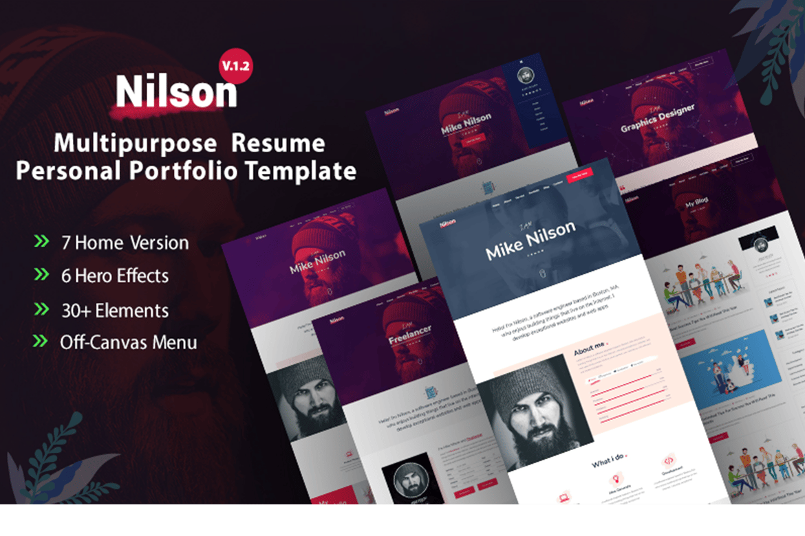 Imagen de portada de Nilson - Personal Portfolio HTML Theme (plantilla web)