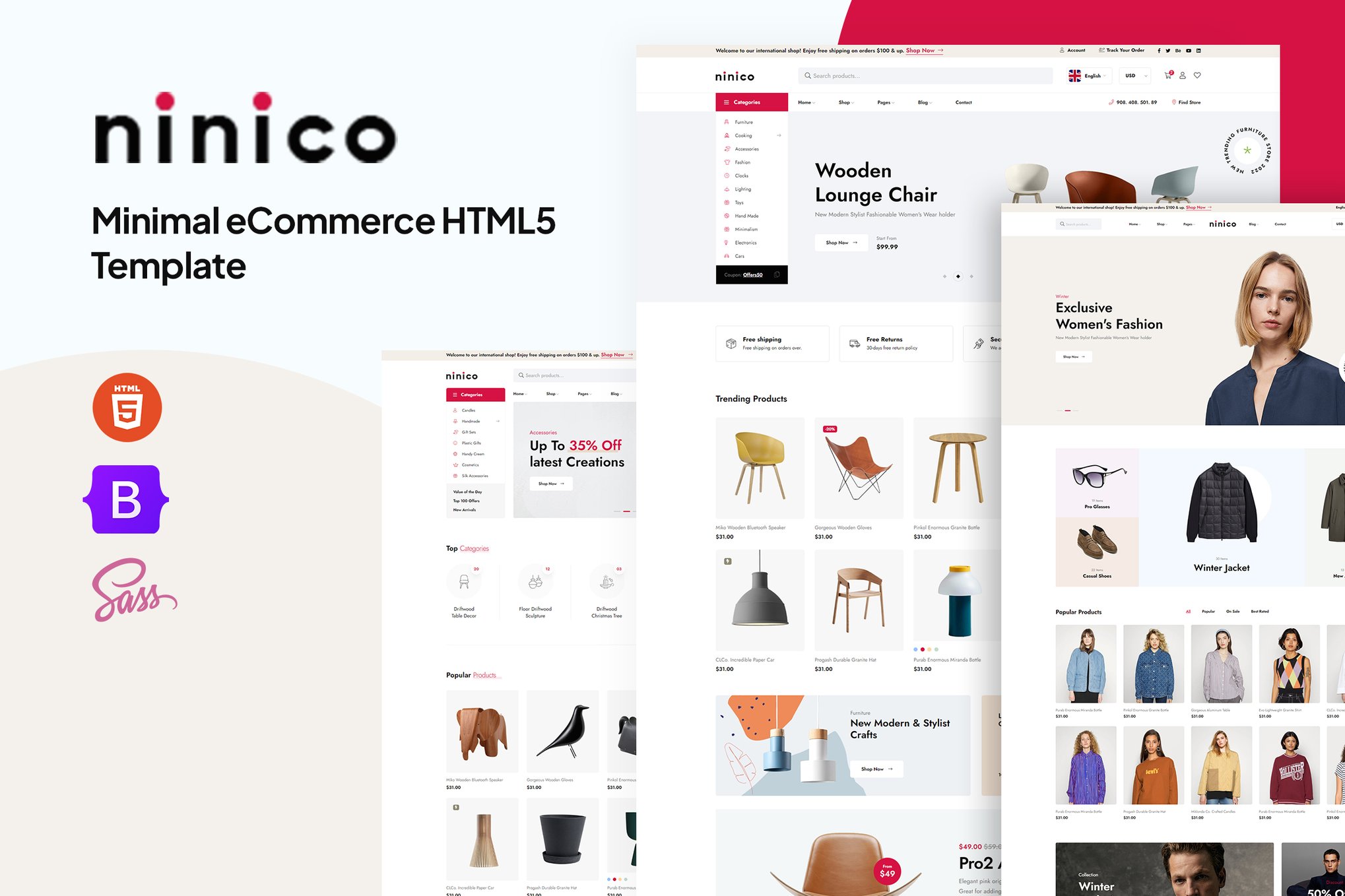 Imagen de portada de Ninico - Minimal eCommerce HTML5 Template (plantilla web)