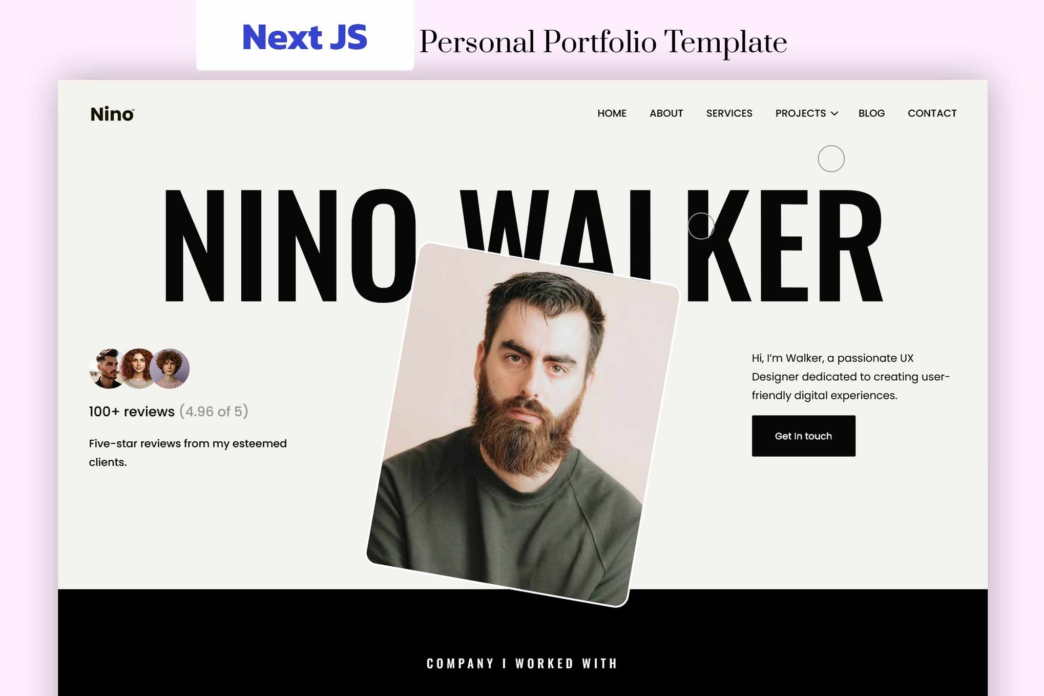 Imagen de portada de Nino - Next JS Personal Portfolio Template (plantilla web)