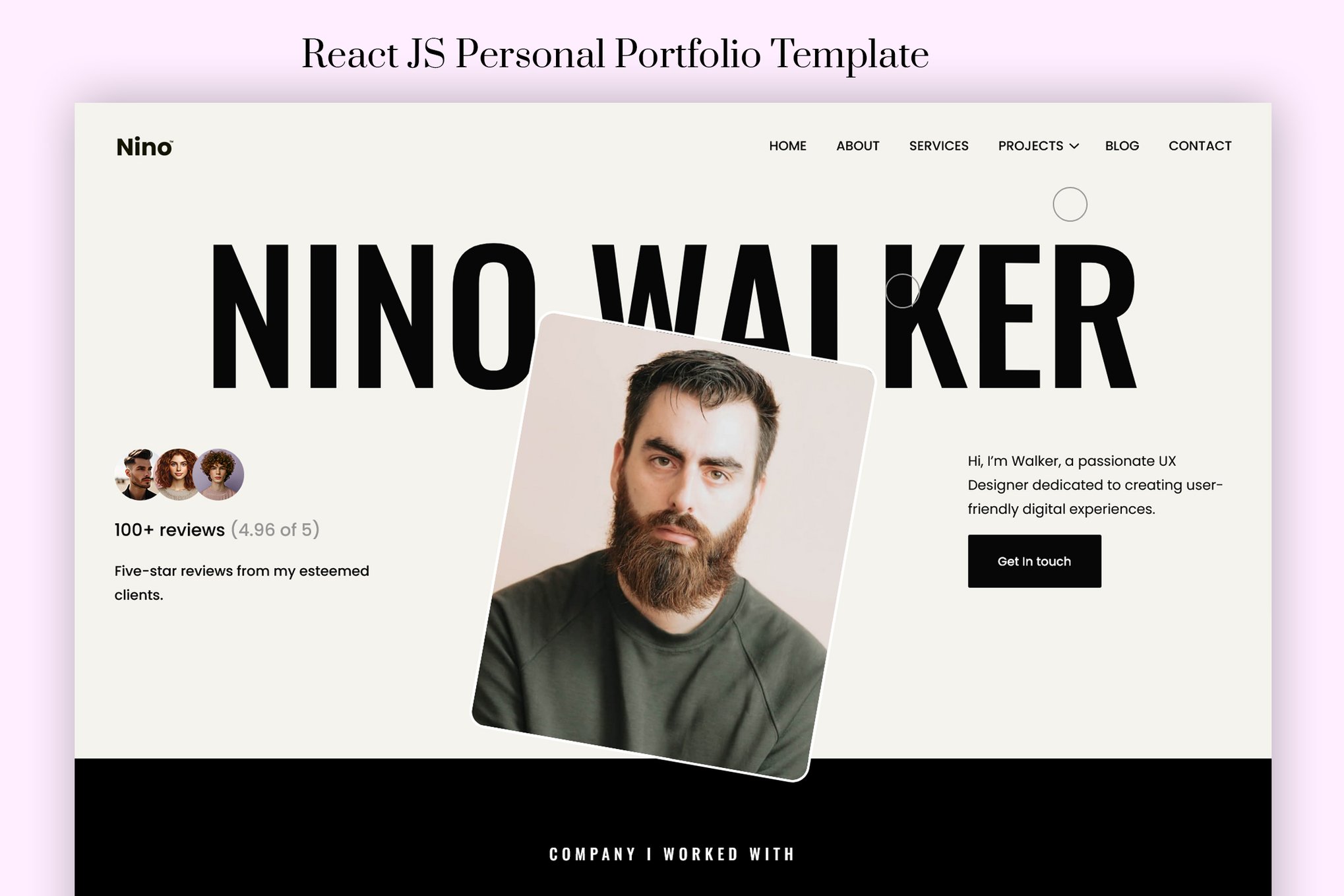 Imagen de portada de Nino - React JS Personal Portfolio Template (plantilla web)