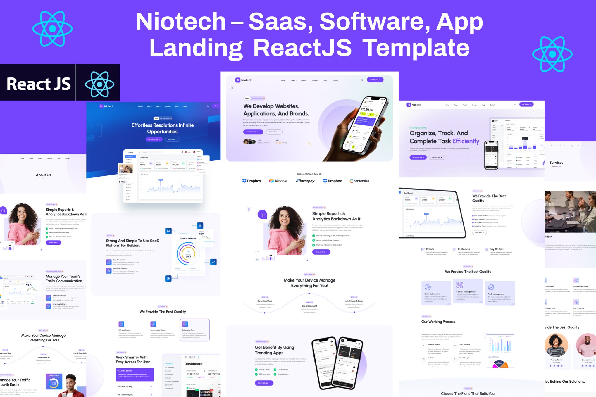 Imagen de portada de Niotech-Saas,Software,App Landing ReactJS Template (plantilla web)