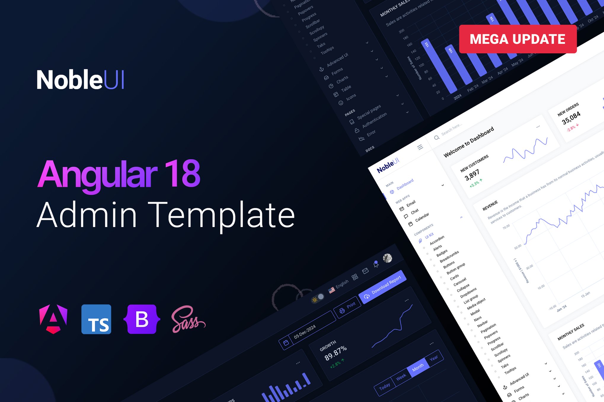 Imagen de portada de NobleUI - Angular 18 Admin Template (plantilla web)