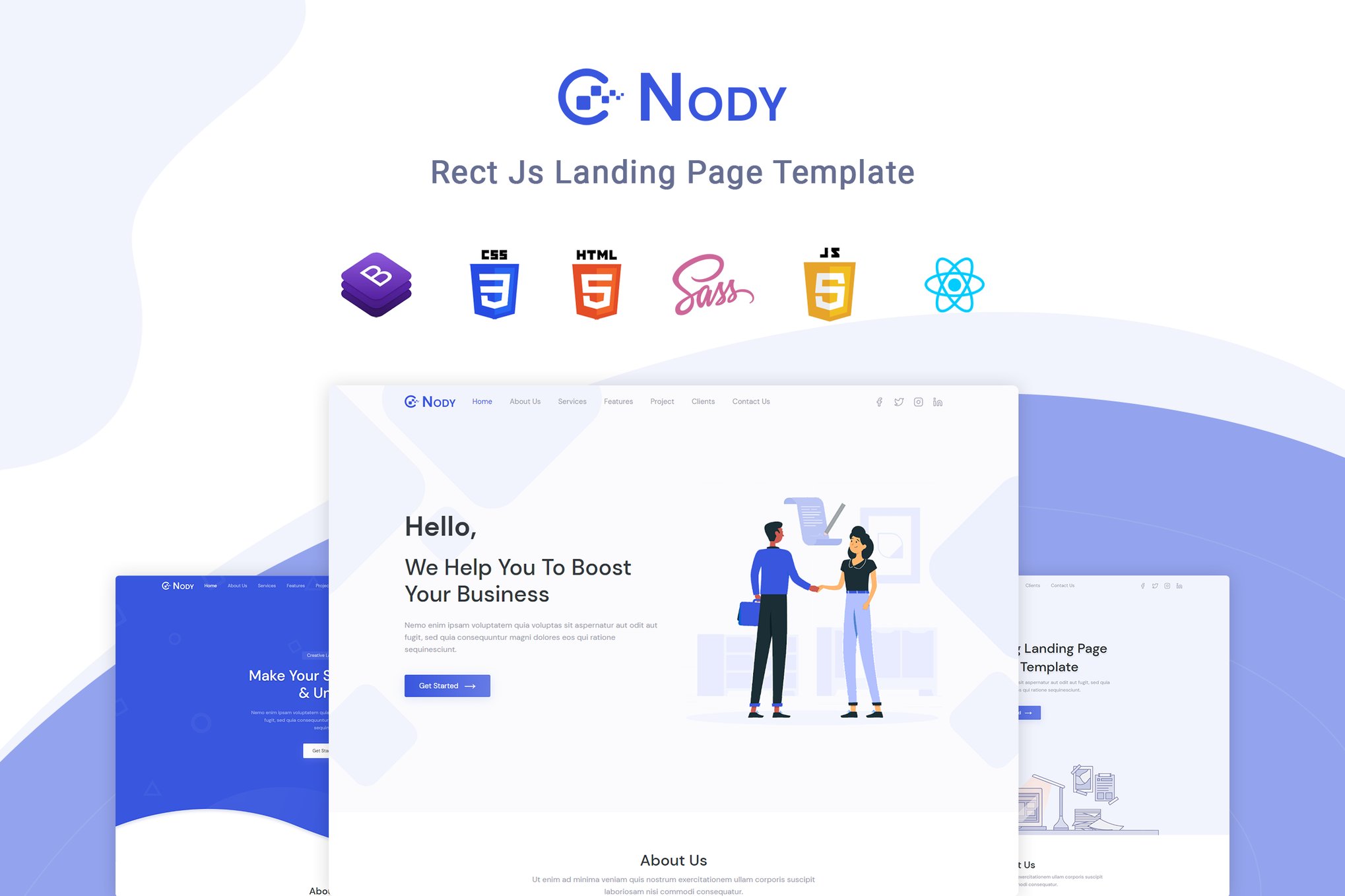 Imagen de portada de Nody React - React Js Landing Page Template (plantilla web)