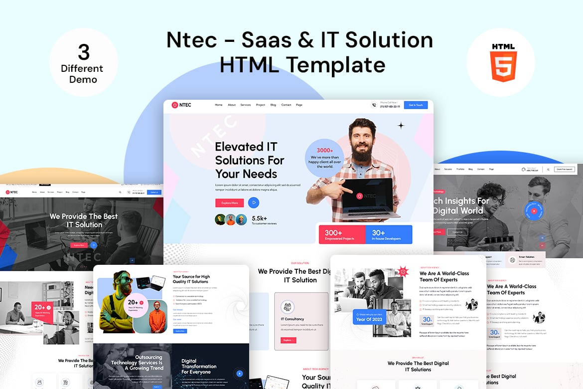Imagen de portada de Ntec - Saas & IT Solution HTML Template (plantilla web)