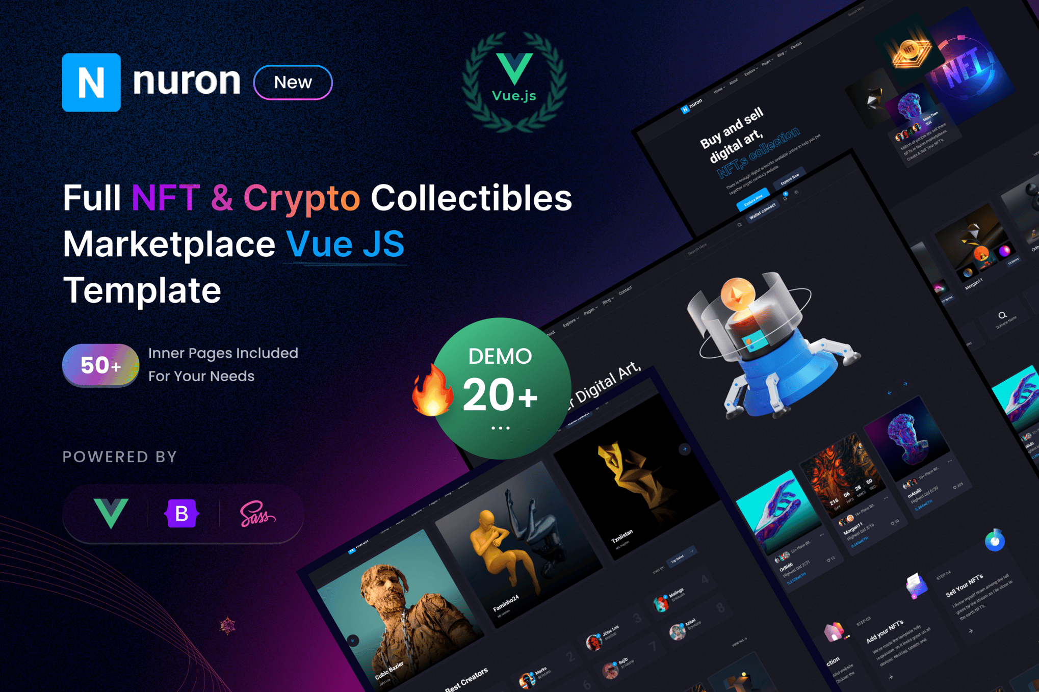 Imagen de portada de Nuron - NFT Vue JS Template (plantilla web)