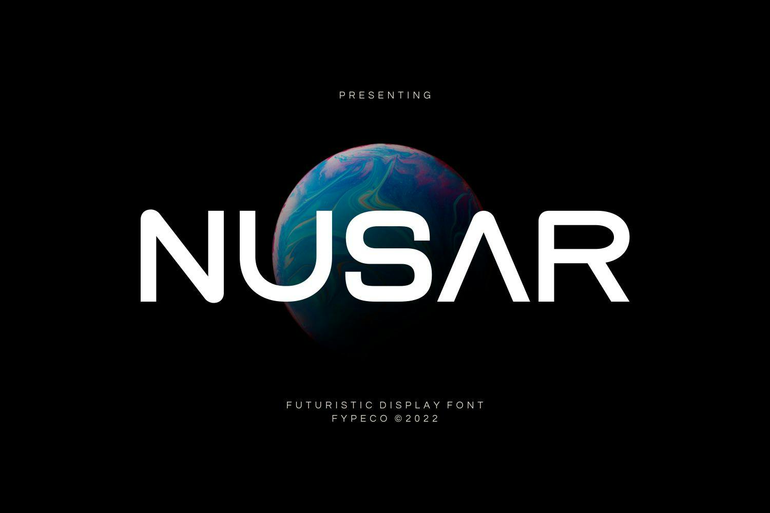 Imagen de portada de Nusar-Futuristic Display Font (fuente)
