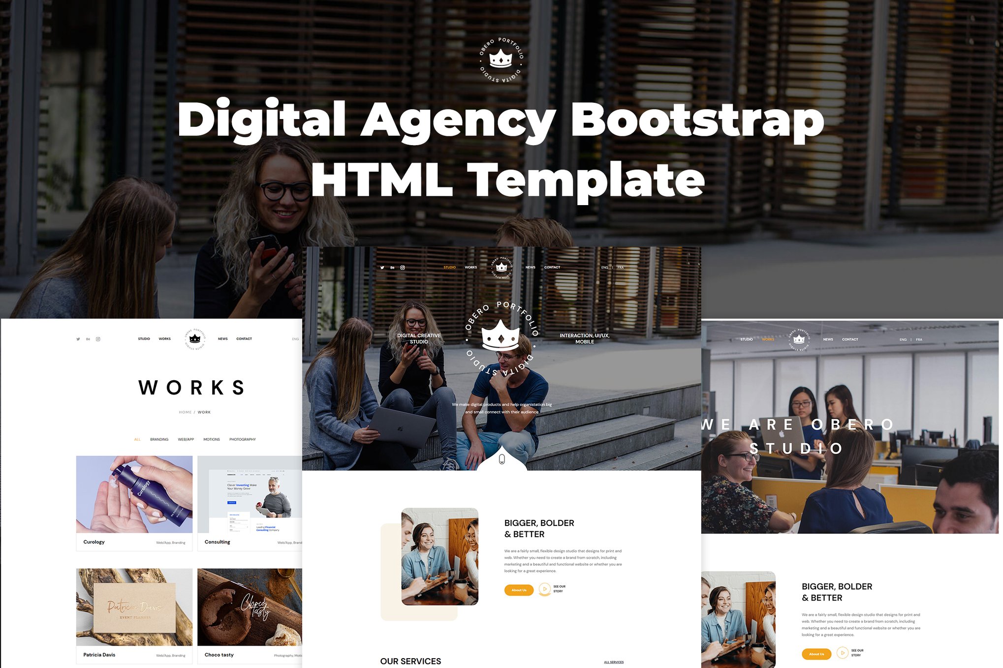 Imagen de portada de Obero - Digital Agency Bootstrap HTML Template (plantilla web)
