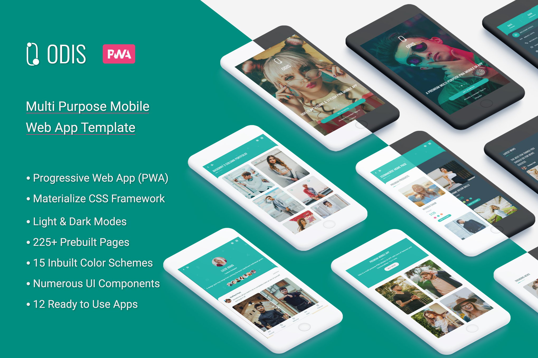 Imagen de portada de Odis: PWA Mobile App (Progressive Web App) (plantilla web)