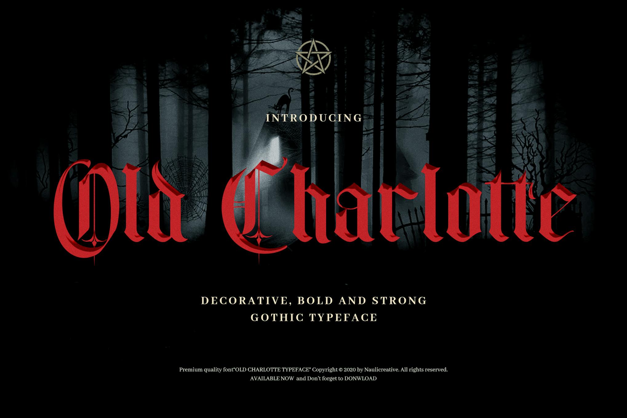 Imagen de portada de Old Charlotte - Bold Decorative Gothic Font (fuente)