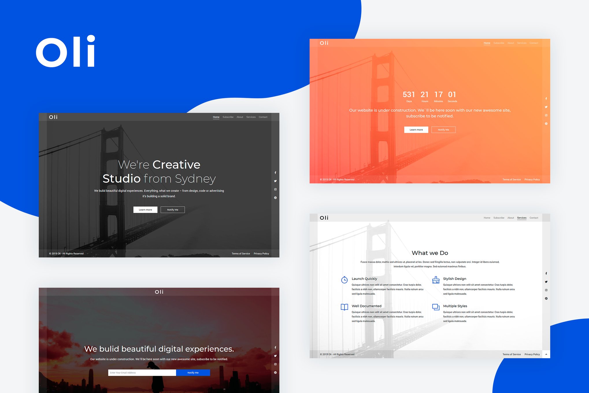 Imagen de portada de Oli - Responsive Coming Soon Template (plantilla web)