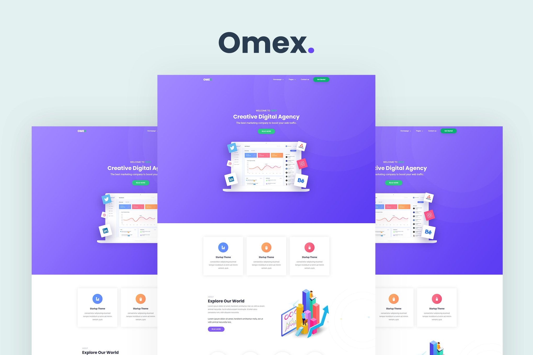 Imagen de portada de Omex - Startup and SaaS Template (plantilla web)