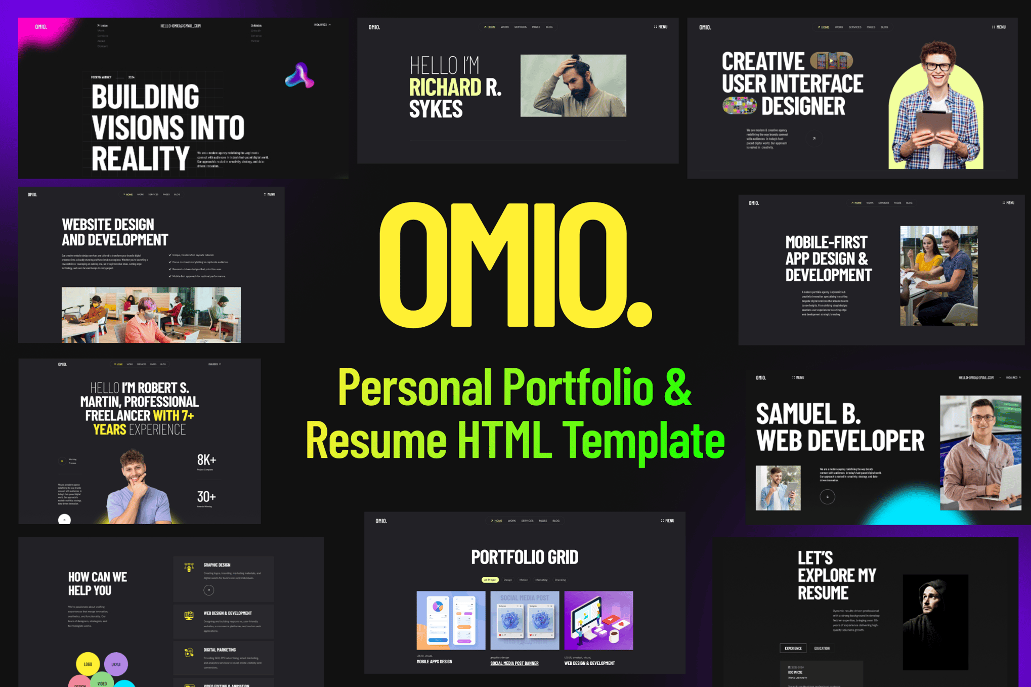 Imagen de portada de Omio - Modern Personal Portfolio HTML Template (plantilla web)
