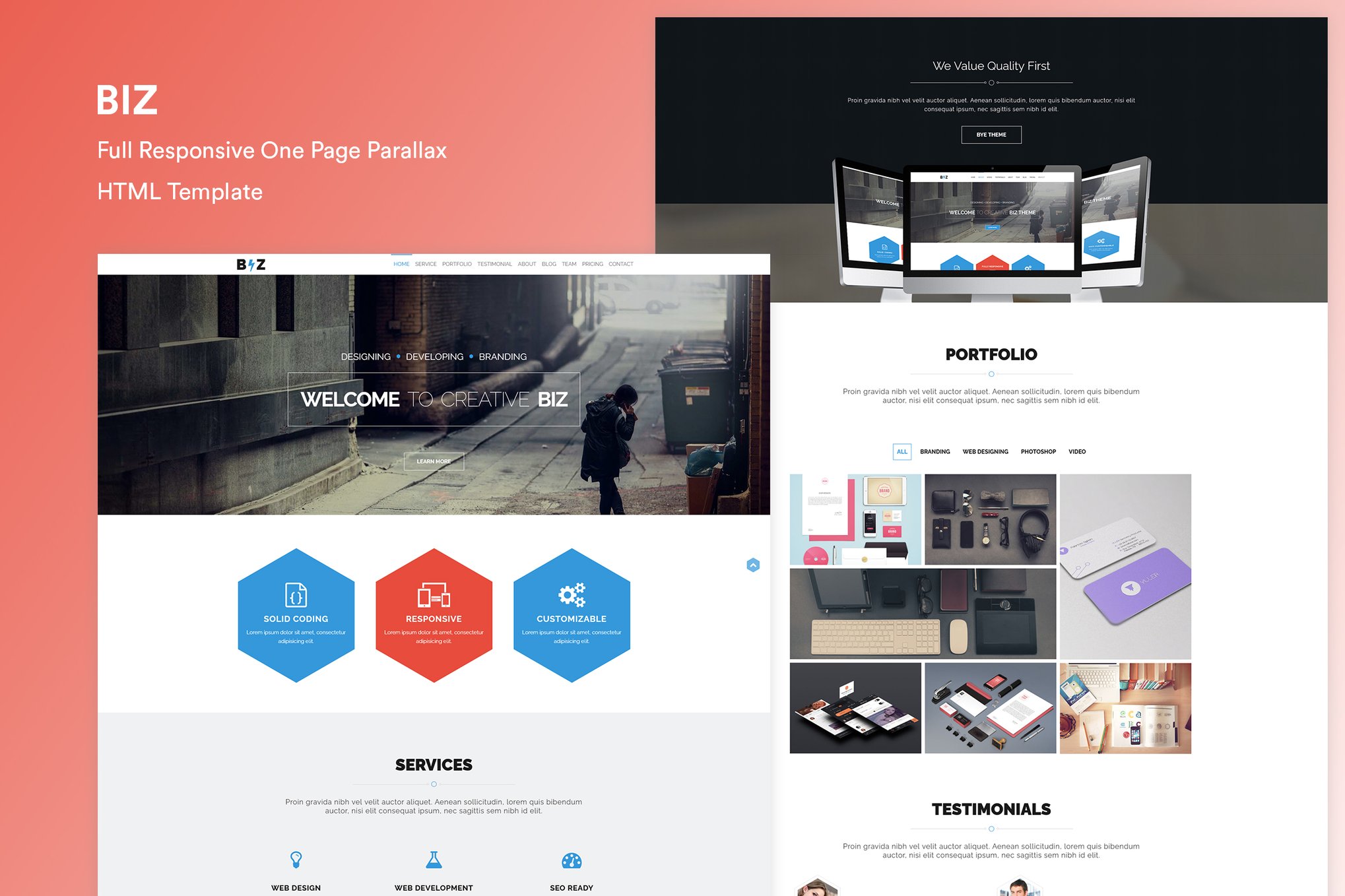 Imagen de portada de One Page Parallax HTML Template (plantilla web)