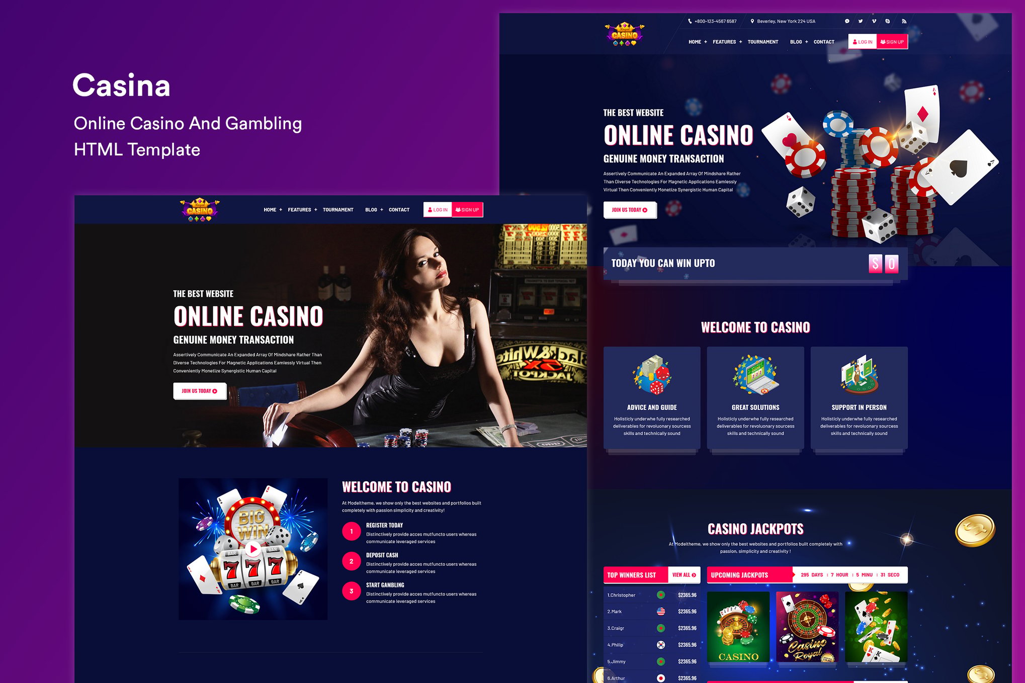 Imagen de portada de Online Casino And Gambling HTML Template (plantilla web)