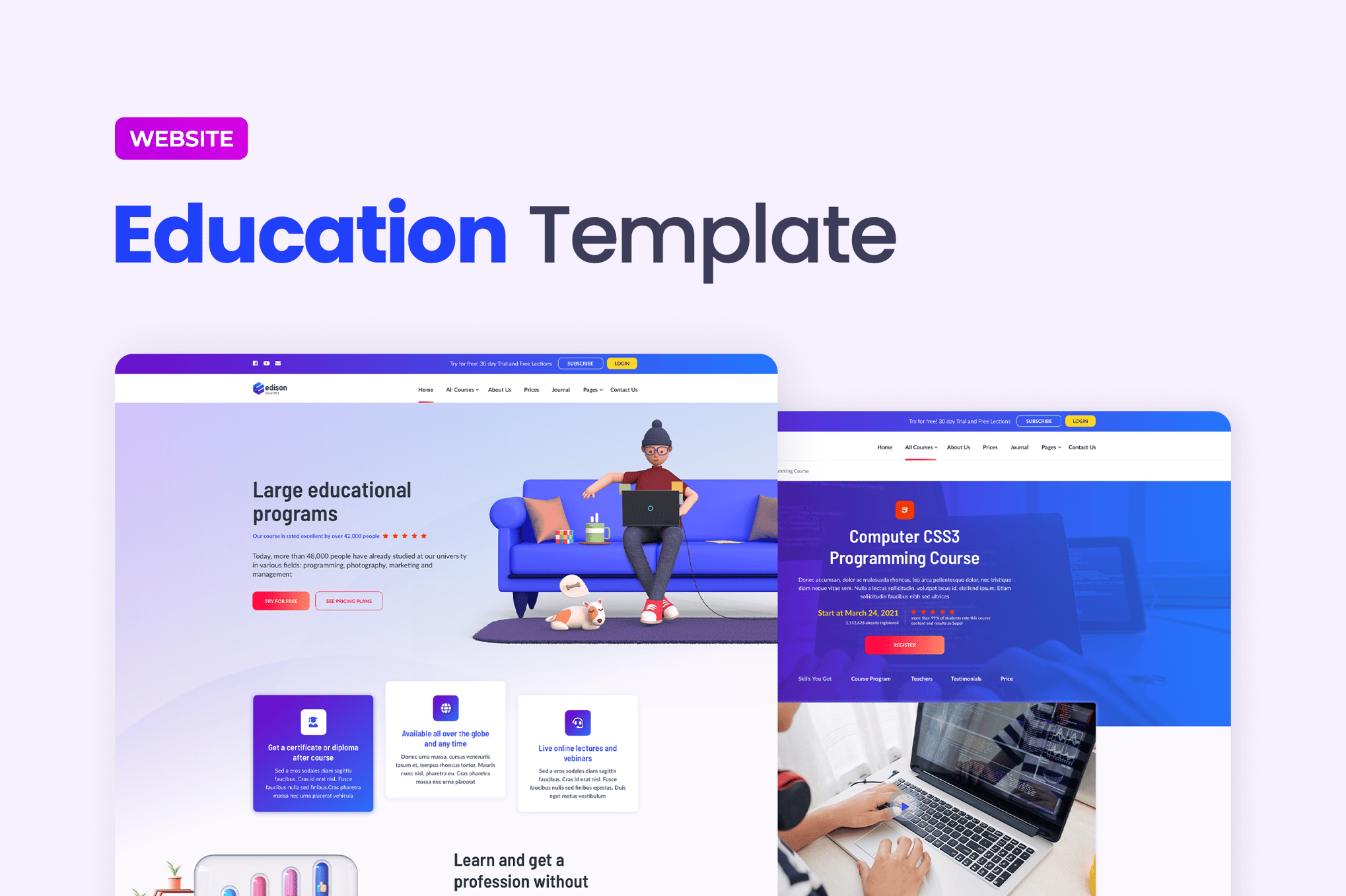 Imagen de portada de Online Education Website Template (plantilla web)