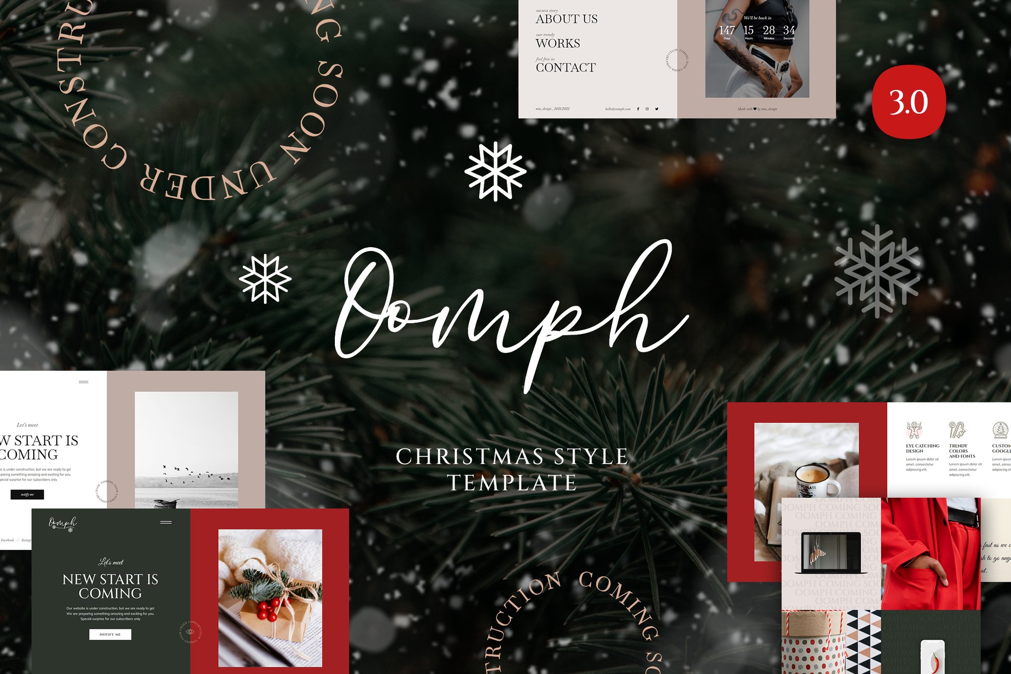 Imagen de portada de Oomph - Christmas Style One Page Template (plantilla web)