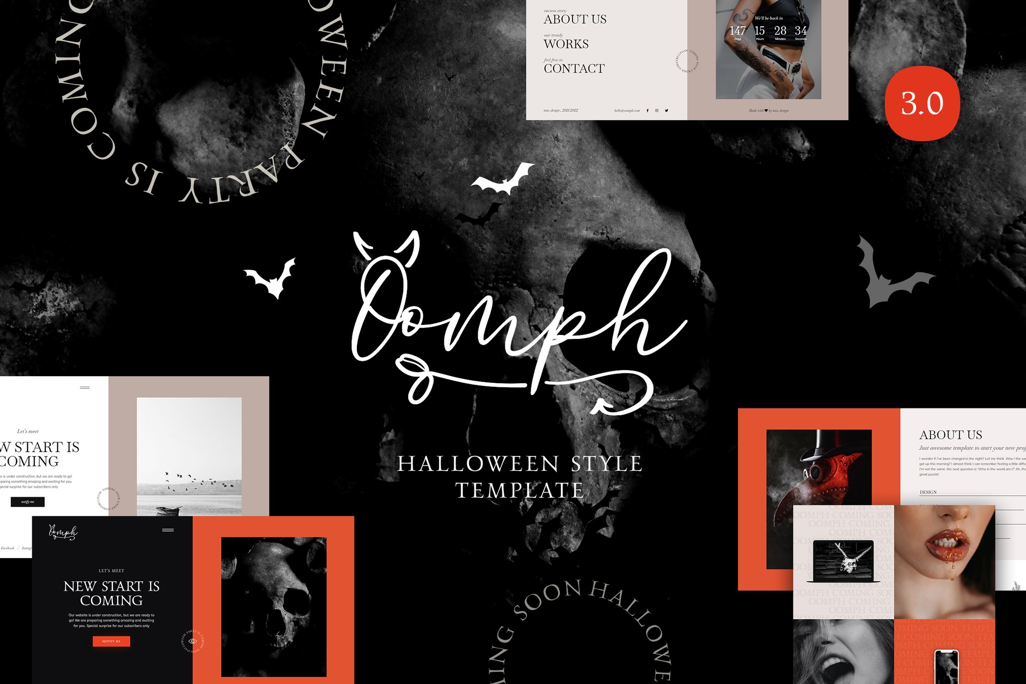 Imagen de portada de Oomph - Halloween Style One Page Template (plantilla web)